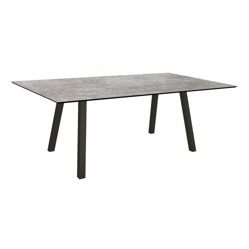 Stern Tisch "Interno", Größe 180x100cm, Alu schwarz matt, Vierkantrohr, Tischplatte HPL Metallic Grau