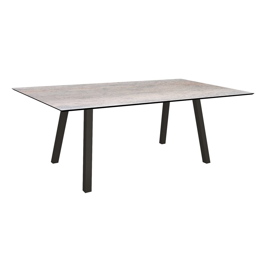 Stern Tisch "Interno", Größe 180x100cm, Alu schwarz matt, Vierkantrohr, Tischplatte HPL Smoky
