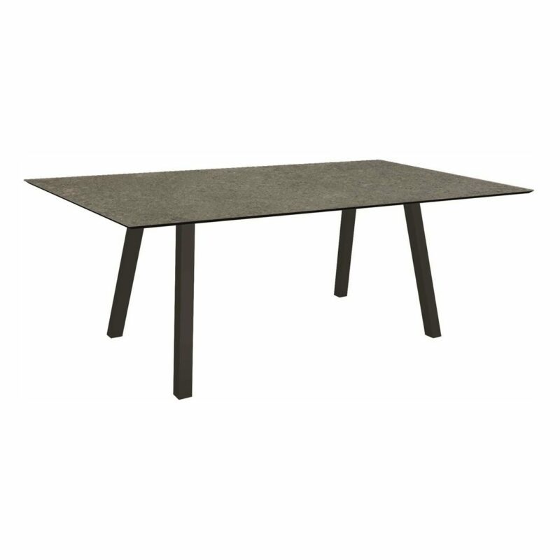 Stern Tisch "Interno", Größe 180x100cm, Alu schwarz matt, Vierkantrohr, Tischplatte HPL Vintage Stone
