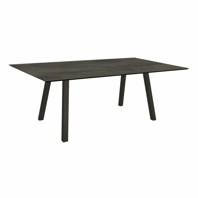 Stern Tisch "Interno", Größe 180x100cm, Alu schwarz matt, Vierkantrohr, Tischplatte HPL Zement