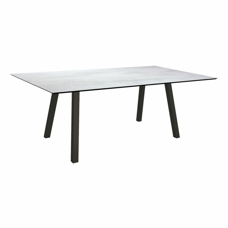 Stern Tisch "Interno", Größe 180x100cm, Alu schwarz matt, Vierkantrohr, Tischplatte HPL Zement hell