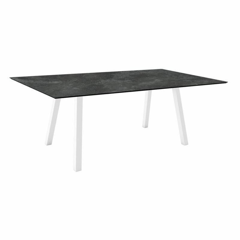 Stern Tisch "Interno", Größe 180x100cm, Alu weiß, Vierkantrohr, Tischplatte HPL Slate