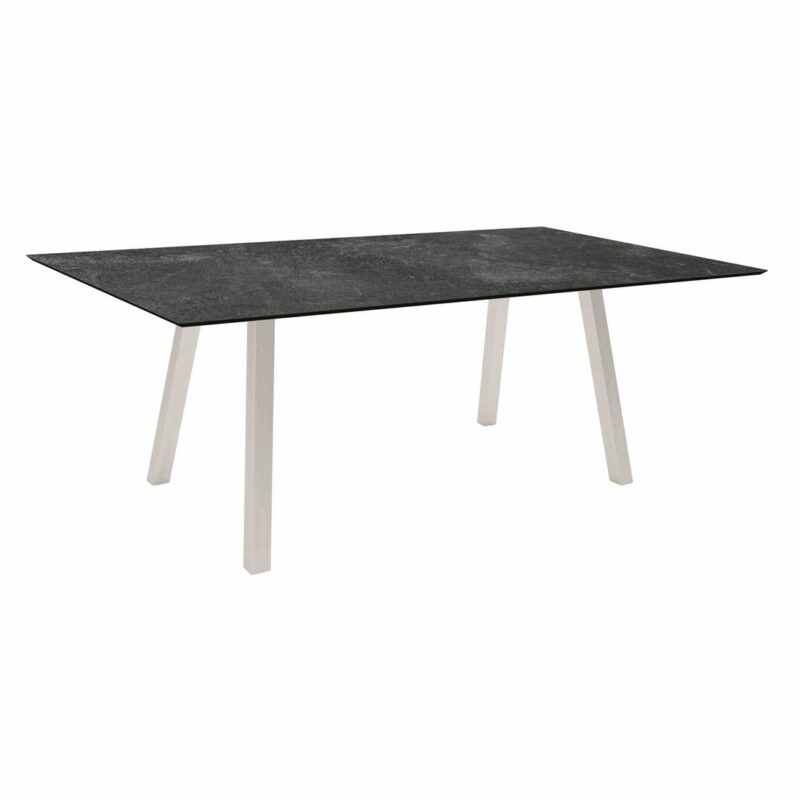 Stern "Interno" Gartentisch, Gestell Edelstahl, Vierkantrohr, Tischplatte HPL Slate, 180x100 cm