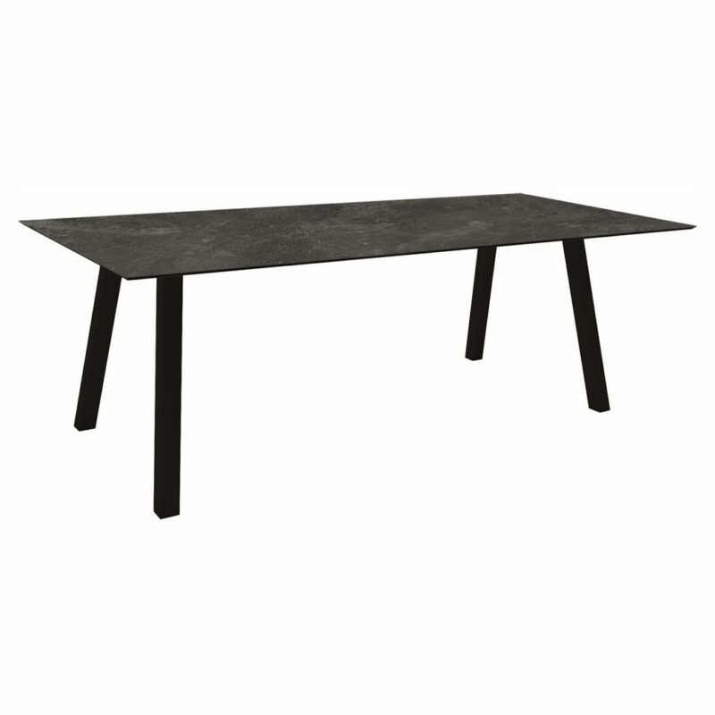 Stern Tisch "Interno", Größe 220x100cm, Alu schwarz matt, Vierkantrohr, Tischplatte HPL Slate