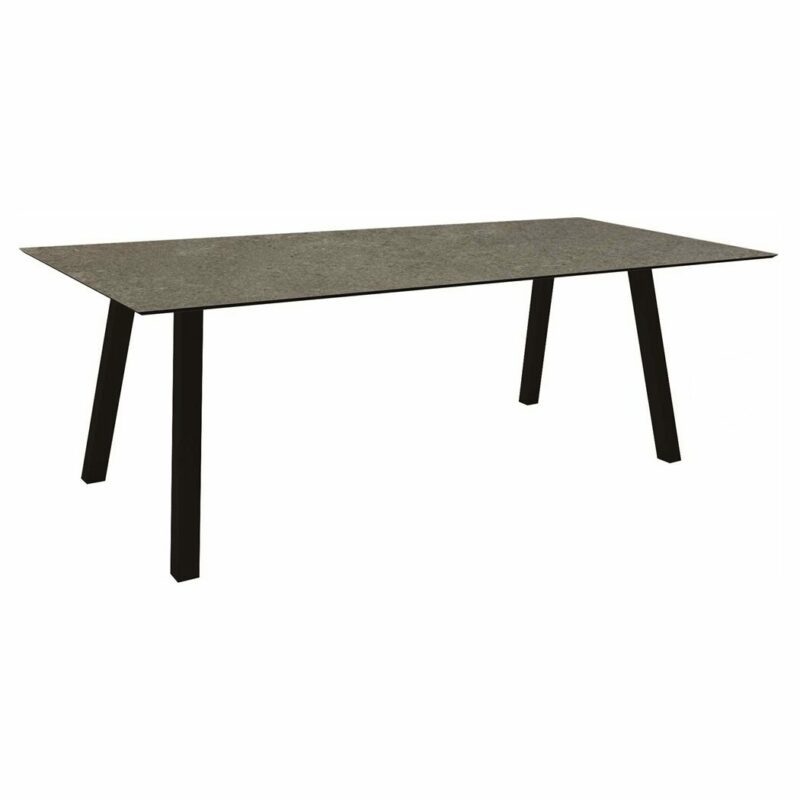 Stern Tisch "Interno", Größe 220x100cm, Alu schwarz matt, Vierkantrohr, Tischplatte HPL Vintage Stone