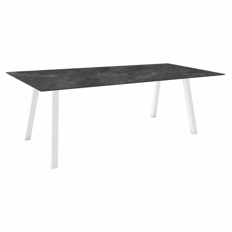 Stern Tisch "Interno", Größe 220x100cm, Alu weiß, Vierkantrohr, Tischplatte HPL Slate