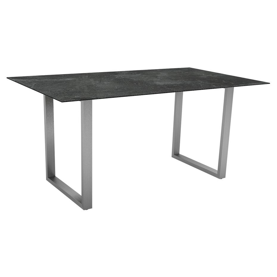 Stern Kufentisch, Gestell Edelstahl, Tischplatte HPL Slate, Tischgröße: 160x90 cm