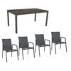 Stern Gartenmöbel-Set mit Stuhl "New Top“ und Gartentisch Aluminium/HPL, Gestelle Aluminium anthrazit, Sitz Textil karbon, Tischplatte HPL Slate, 160x90 cm