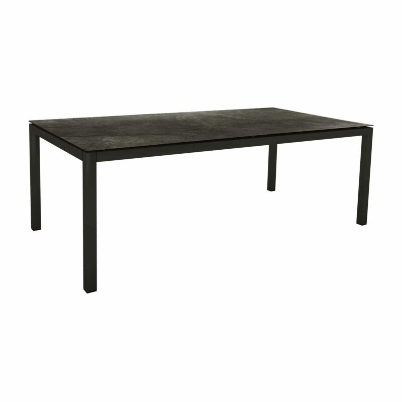Stern Tischsystem Gartentisch 200x100 cm, Gestell Aluminium schwarz matt, Tischplatte HPL Dark Marble