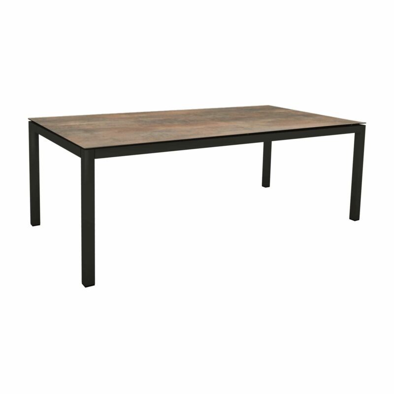 Stern Tischsystem Gartentisch 200x100 cm, Gestell Aluminium schwarz matt, Tischplatte HPL Ferro