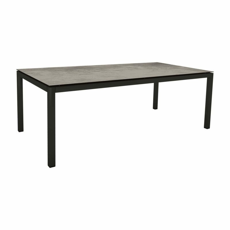 Stern Tischsystem Gartentisch 200x100 cm, Gestell Aluminium schwarz matt, Tischplatte HPL Zement