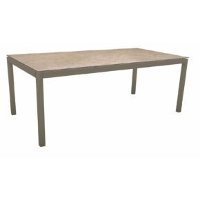 Stern Tischsystem, Gestell Aluminium taupe, Tischplatte HPL Vintage Shell, 200x100 cm