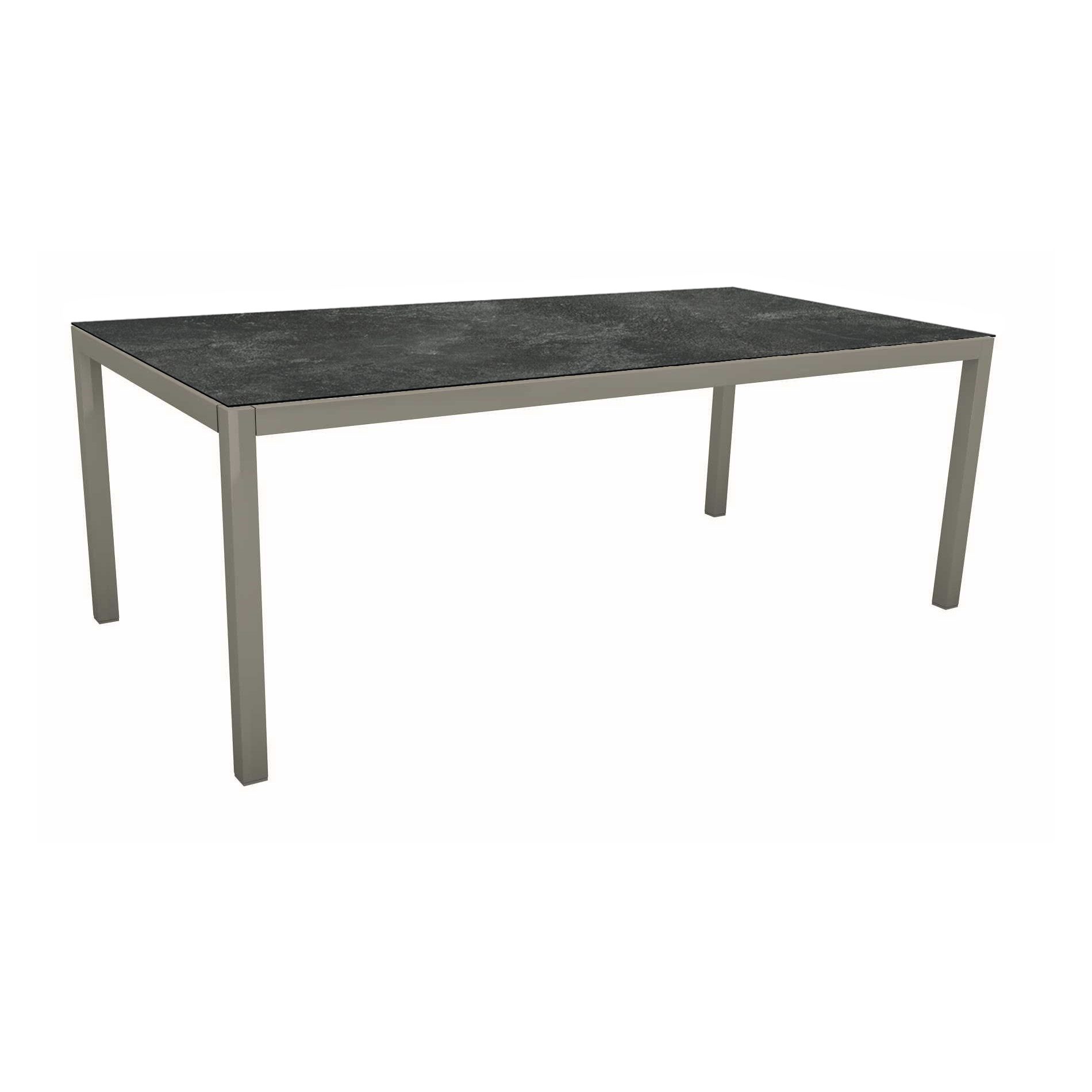Stern Tischsystem, Gestell Aluminium graphit, Tischplatte HPL Slate, Größe: 200X100 cm