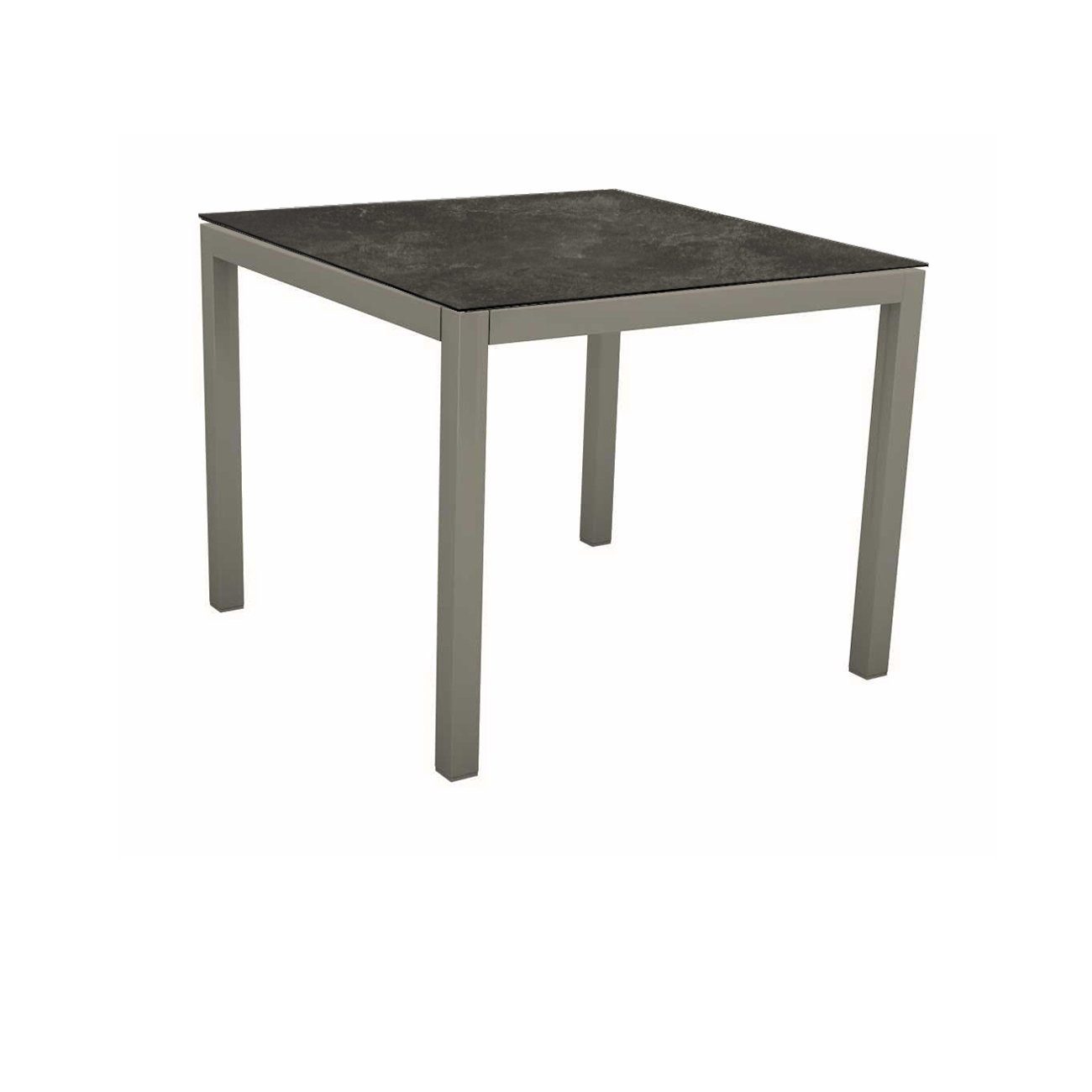 Stern Tischsystem, Gestell Aluminium graphit, Tischplatte HPL Slate, Größe: 80X80 cm