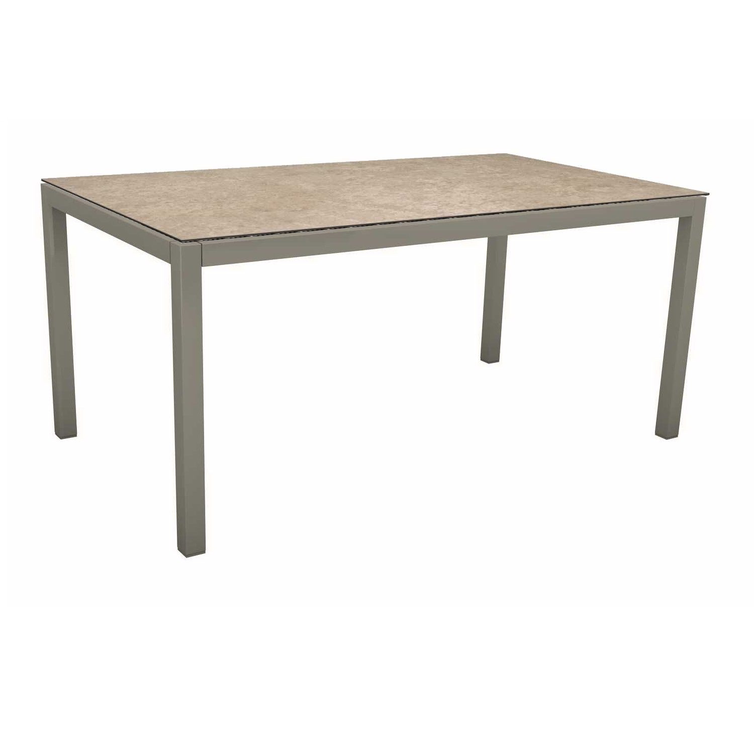 Stern Tischsystem, Gestell Aluminium graphit, Tischplatte HPL Vintage Shell, Größe: 130X80 cm