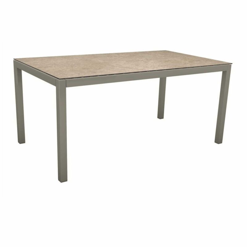 Stern Tischsystem, Gestell Aluminium graphit, Tischplatte HPL Vintage Shell, Größe: 160X90 cm