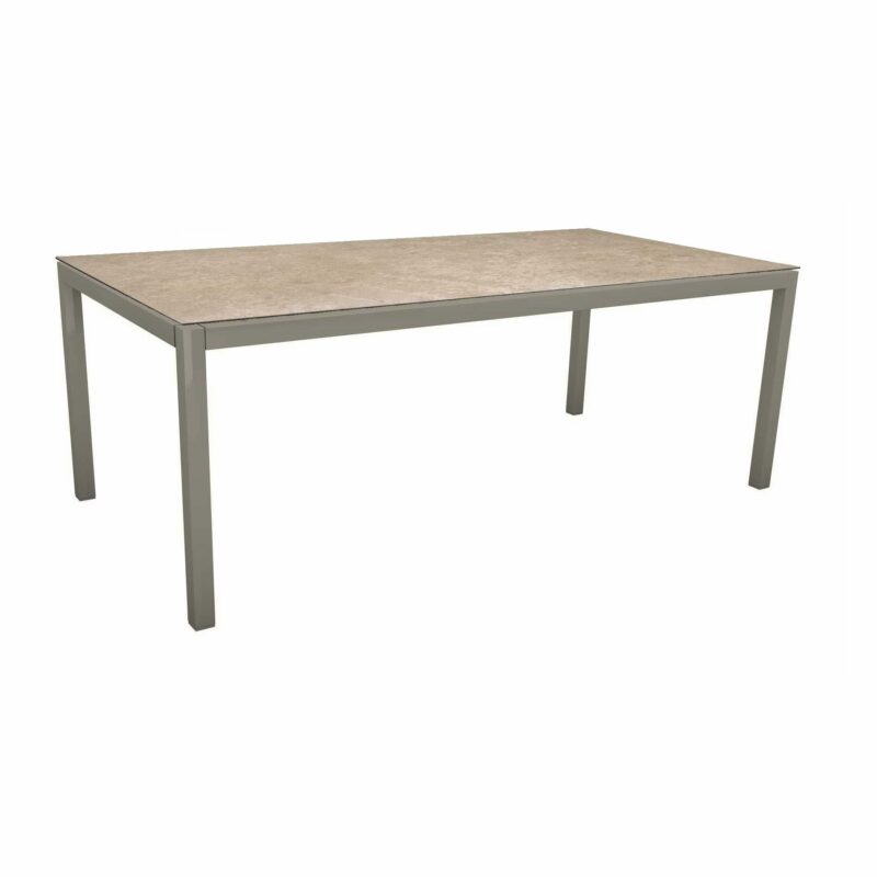 Stern Tischsystem, Gestell Aluminium graphit, Tischplatte HPL Vintage Shell, Größe: 200x100 cm