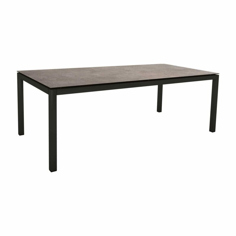 Stern Tischsystem Gartentisch 200x100 cm, Gestell Aluminium schwarz matt, Tischplatte HPL Metallic Grau