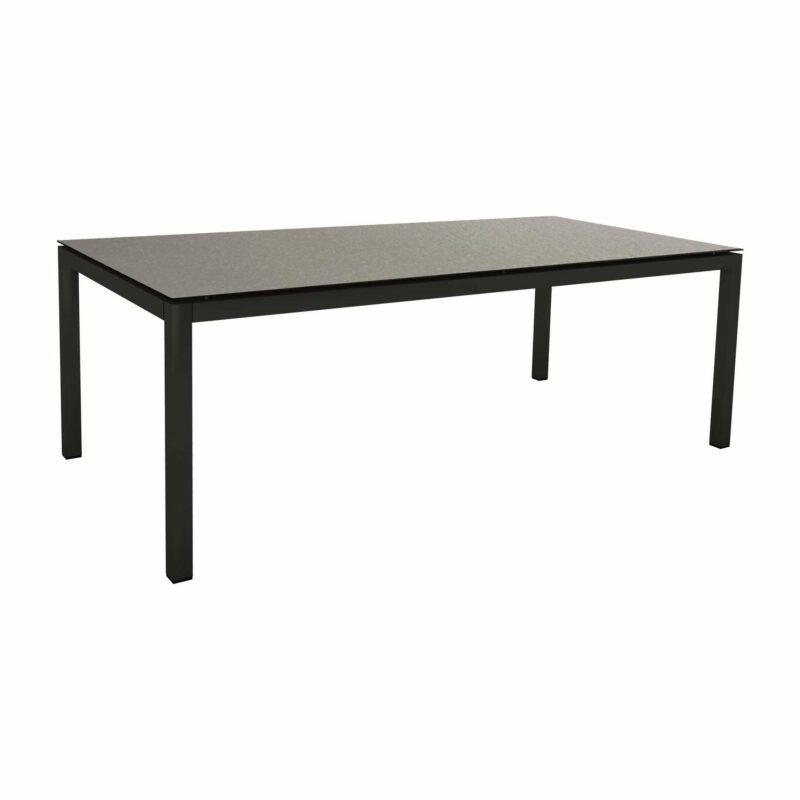 Stern Gartentisch 200x100 cm, Alu schwarz matt, HPL Uni Grau