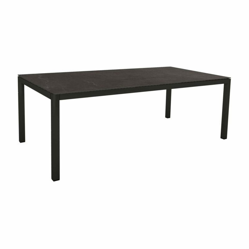 Stern Tischsystem, Gestell Aluminium schwarz matt, Tischplatte Dekton Lava anthrazit, 200x100 cm
