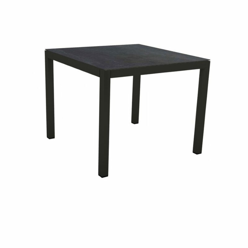 Stern Tischsystem, Gestell Aluminium schwarz matt, Tischplatte Dekton Lava anthrazit, 90x90 cm