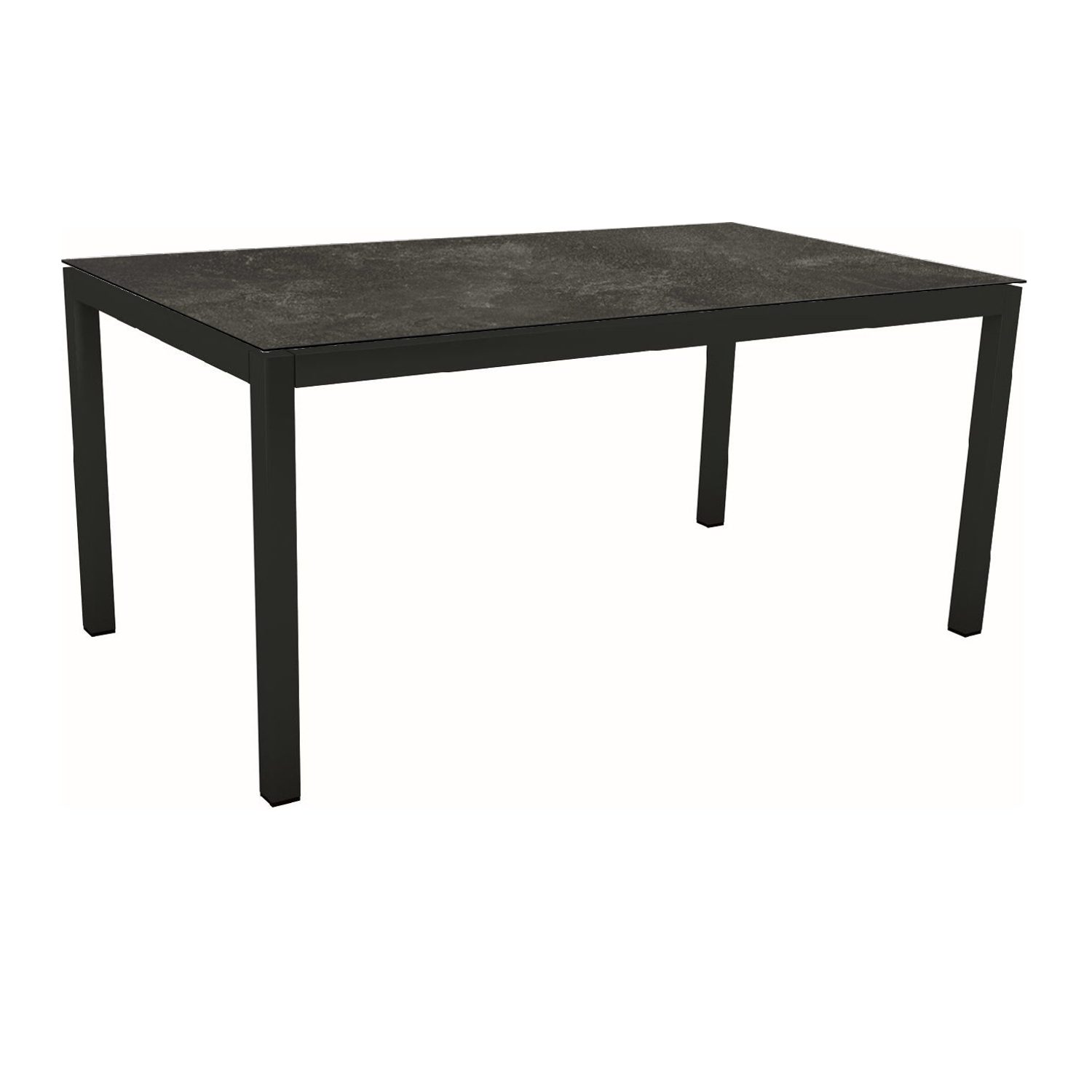 Stern Gartentisch, Gestell Aluminium schwarz matt, Tischplatte HPL Slate, 130x80 cm