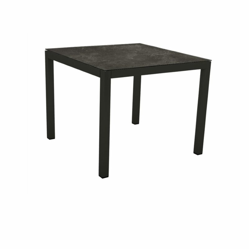 Stern Gartentisch, Gestell Aluminium schwarz matt, Tischplatte HPL Slate, 90x90 cm