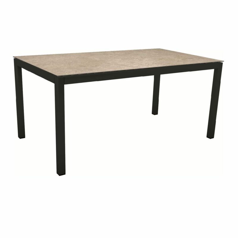 Stern Gartentisch, Gestell Aluminium schwarz matt, Tischplatte HPL Vintage Shell, 130x80 cm
