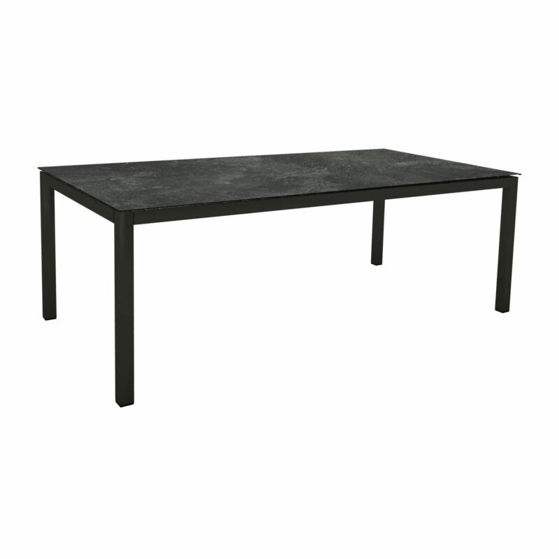 Stern Tischsystem Gartentisch 200x100 cm, Gestell Aluminium schwarz matt, Tischplatte HPL Slate