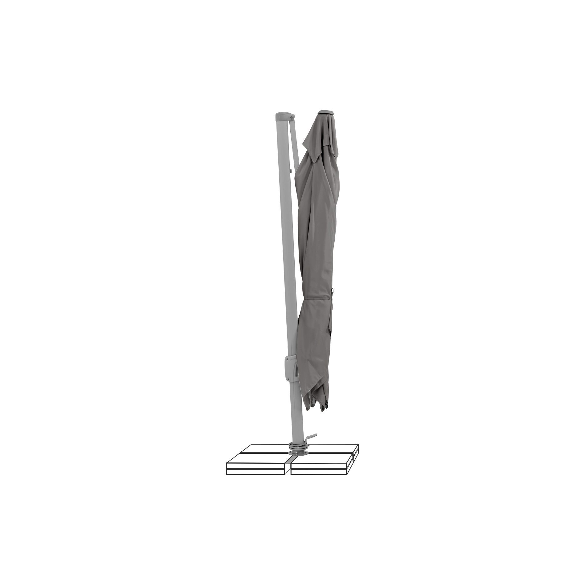 SUNCOMFORT® by GLATZ, Sonnenschirm "Sunflex", Gestellfarbe Texture silver, 300 x 300 cm, Dessin 057- Stonegrey
