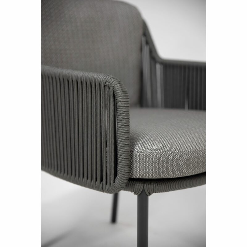 4Seasons Outdoor "Bernini" Diningsessel, Edelstahl anthrazit, Rope platinum