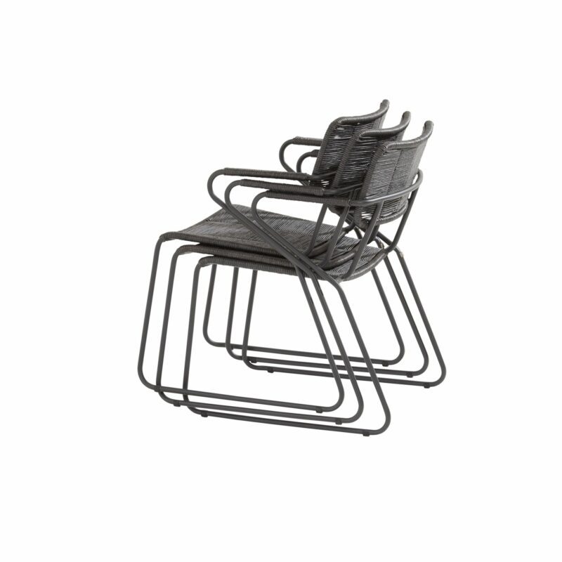 4Seasons Outdoor "Swing" Stapelstuhl, Edelstahl anthrazit, Rope anthrazit