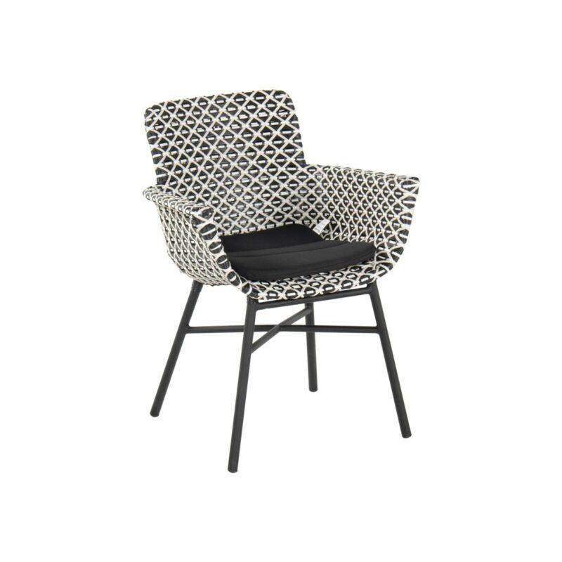 Hartman "Delphine" Design Chair, Alu Carbon Black, Geflecht Schwarz-Weiß
