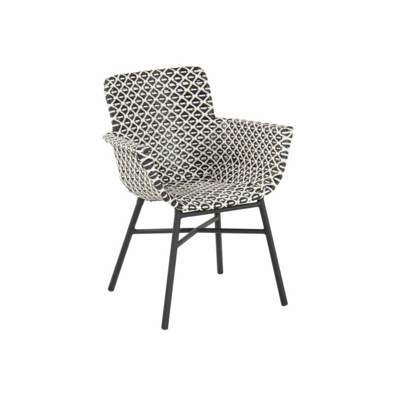 Hartman "Delphine" Design Chair, Alu Carbon Black, Geflecht Schwarz-Weiß