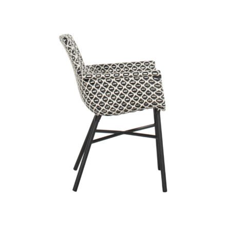 Hartman "Delphine" Dining Chair, Alu Carbon Black, Geflecht Schwarz-Weiß