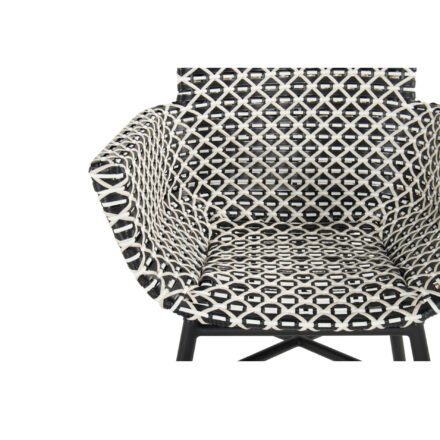Hartman "Delphine" Dining Chair, Alu Carbon Black, Geflecht Schwarz-Weiß