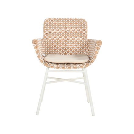 Hartman "Delphine" Dining Chair, Alu Royal White, Geflecht Honey mit Sitzkissen Farbe Ecru