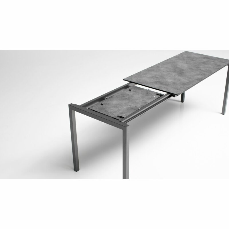 Kettler “Cubic“ Ausziehtisch mit Einlegeplatten, Gestell Aluminium anthrazit, Tischplatte HPL anthrazit, 140/175/210x70 cm