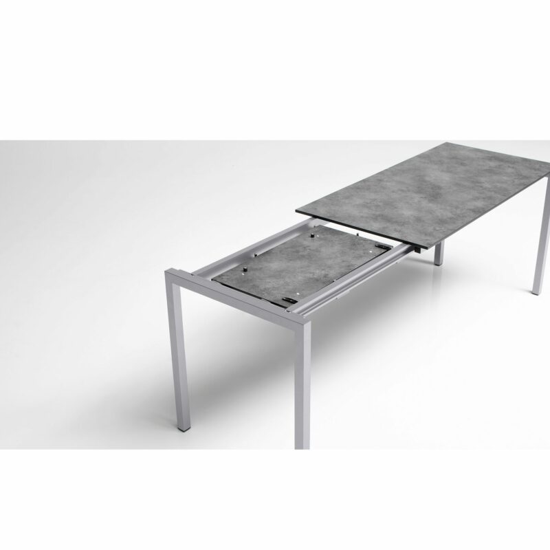 Kettler “Cubic“ Ausziehtisch mit Einlegeplatten, Gestell Aluminium silber, Tischplatte HPL anthrazit, 140/175/210x70 cm
