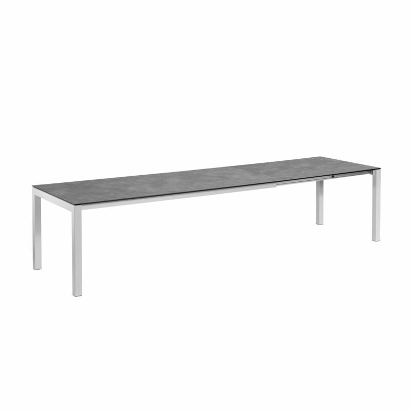 Kettler “Cubic“ Gartentisch Butterfly-Auszug, Gestell Aluminium silber, Tischplatte HPL anthrazit, 210/270/330x95 cm, Länge 330 cm