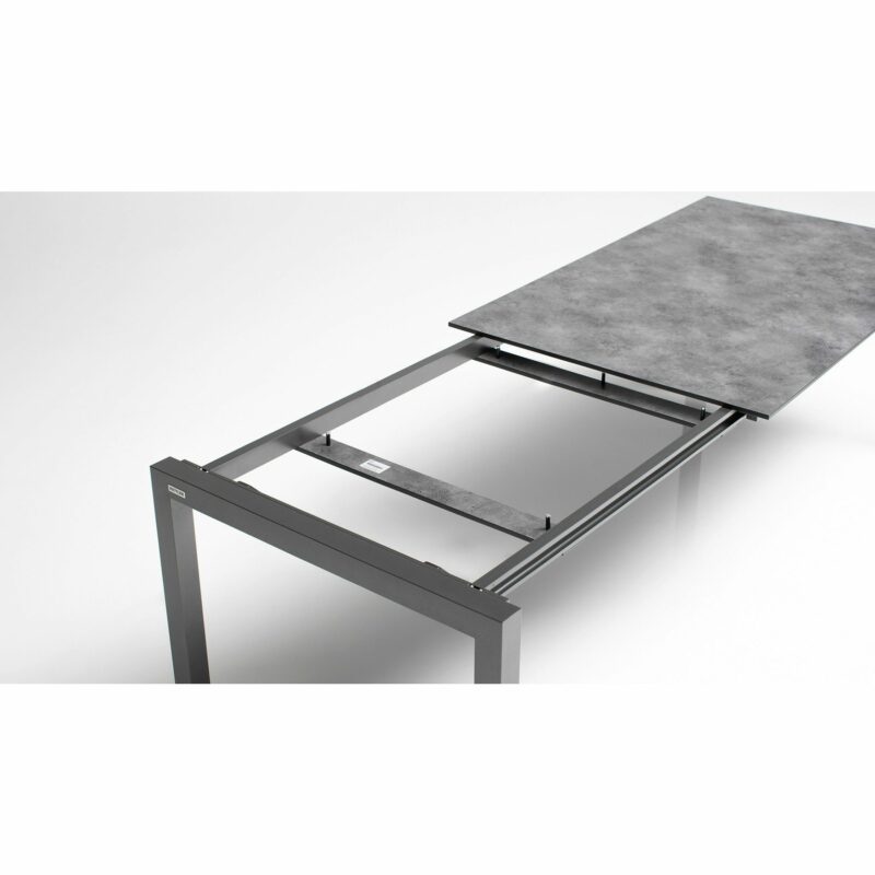 Kettler “Cubic“ Ausziehtisch mit Einlegeplatte, Gestell Aluminium anthrazit, Tischplatte HPL anthrazit, 150/210x95 cm