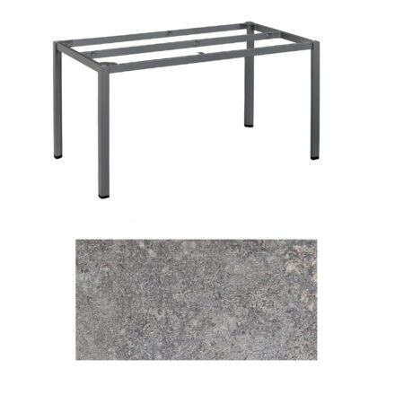 Kettler "Cubic" Tischgestell 140x70 cm, Aluminium anthrazit mit HPL-Platte Kalksandstein
