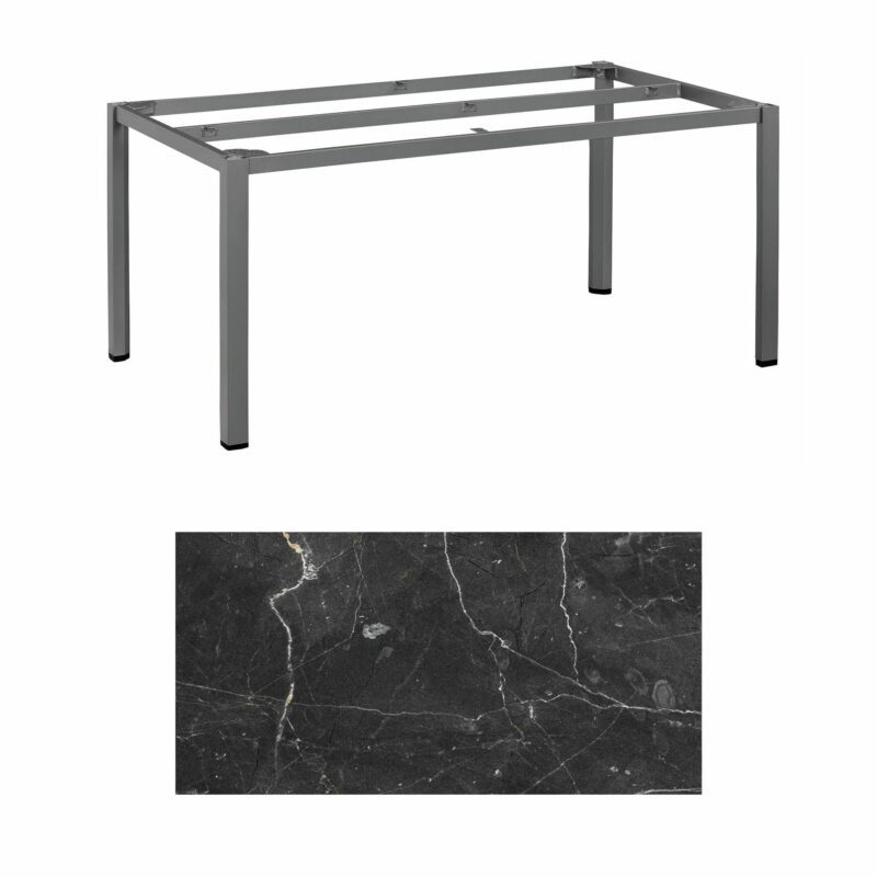Kettler "Cubic" Tischgestell 160x95 cm, Aluminium anthrazit mit HPL-Platte Marmor grau