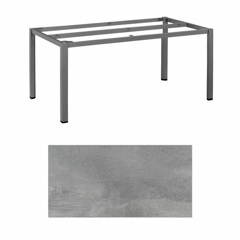 Kettler "Cubic" Tischgestell 160x95 cm, Aluminium anthrazit mit HPL-Platte silber-grau