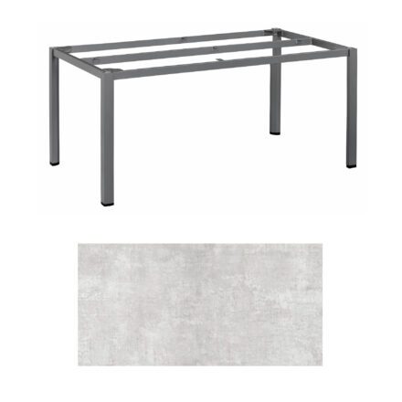 Kettler "Cubic" Tischgestell 180x95 cm, Aluminium anthrazit mit HPL-Platte hellgrau meliert