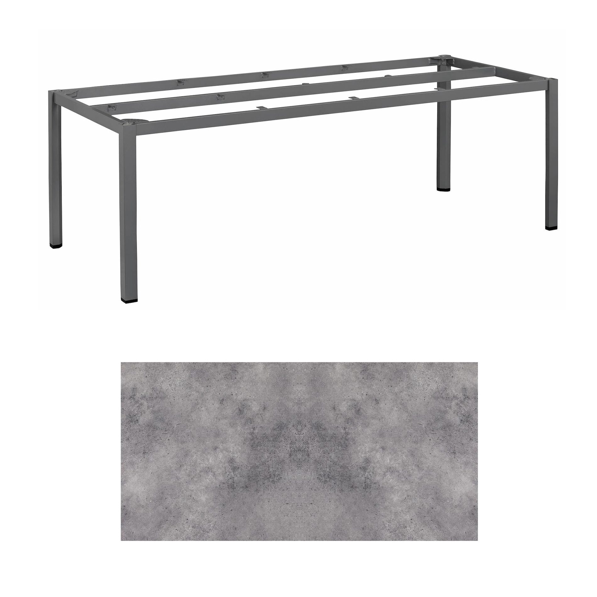 Kettler "Cubic" Tischgestell 220x95 cm, Aluminium anthrazit mit HPL-Platte anthrazit