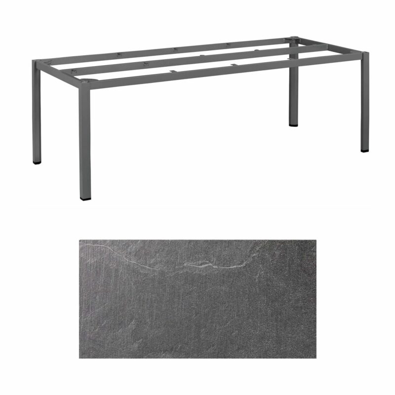 Kettler "Cubic" Tischgestell 220x95 cm, Aluminium anthrazit mit HPL-Platte Jura anthrazit