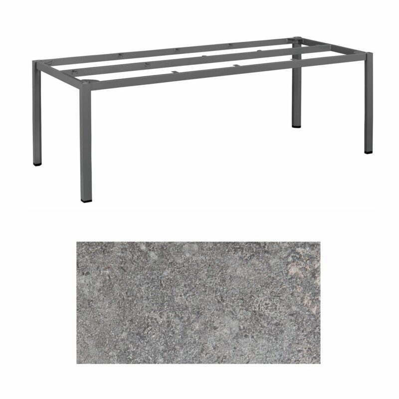 Kettler "Cubic" Tischgestell 220x95 cm, Aluminium anthrazit mit HPL-Platte Kalksandstein