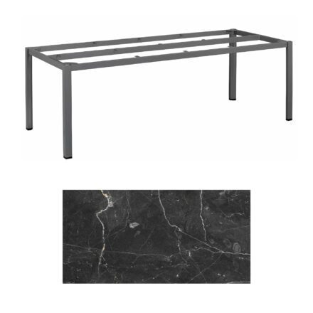 Kettler "Cubic" Tischgestell 220x95 cm, Aluminium anthrazit mit HPL-Platte Marmor grau