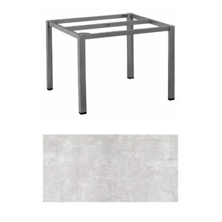 Kettler "Cubic" Tischgestell 95x95 cm, Aluminium anthrazit mit HPL-Platte hellgrau meliert